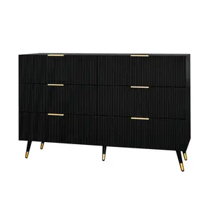 Modenvie SIDEBOARD z dřevotřísky, 120/77/40 cm černá, se 6 zásuvkami