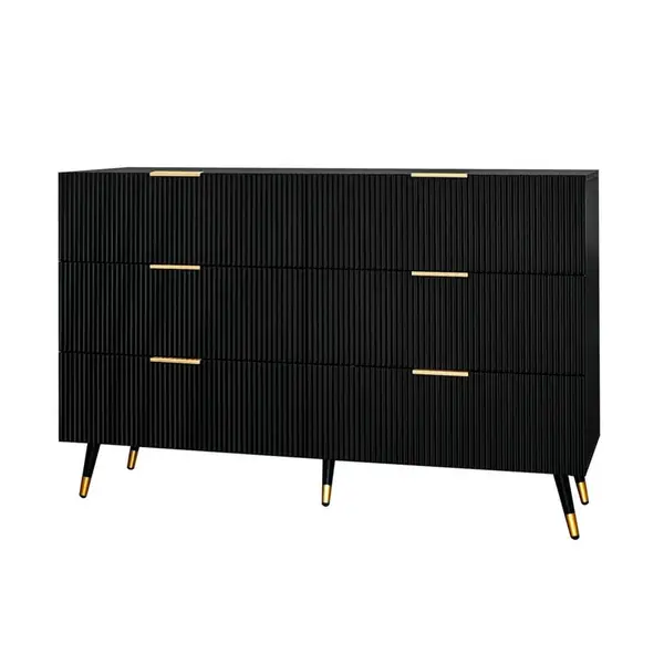 Modenvie SIDEBOARD z dřevotřísky, 120/77/40 cm černá, se 6 zásuvkami