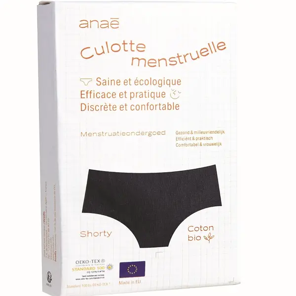 ANAÉ BY ECODIS Menstruační kalhotky Panty na silnou menstruaci černé S