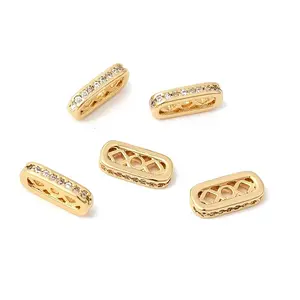 Brass Micro Pave Clear Cubic Zirconia Spacer Bars
