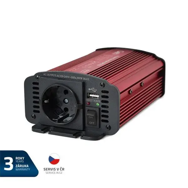 Měnič napětí GETI GPI  312 12V/230V 300W USB Schuko