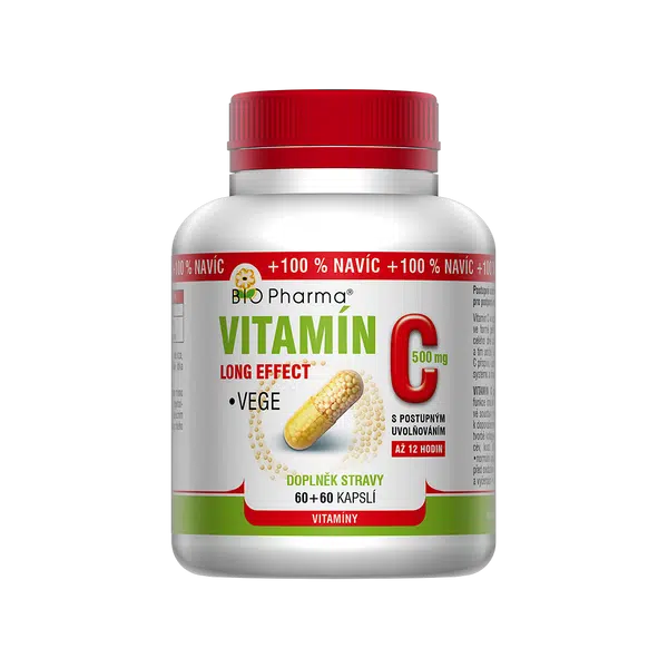 BIO PHARMA Vitamín C 500 mg long effect 60+60 kapslí