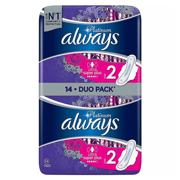 ALWAYS Platinum Long Plus vel. Hygienické vložky s křidélky 14 ks