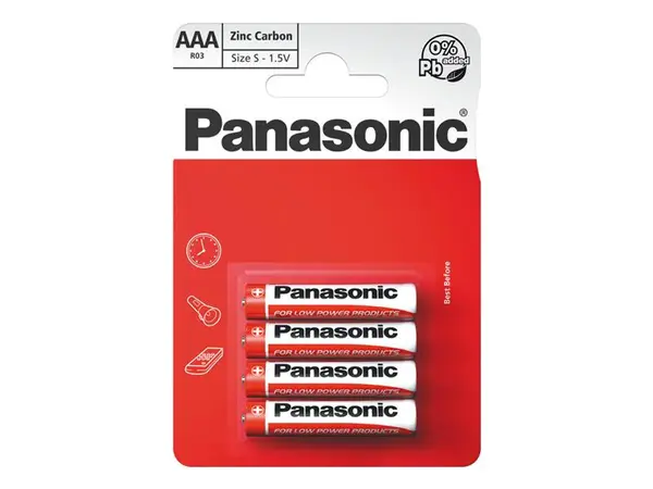 Baterie AAA (R03) Zn-Cl PANASONIC Red 4ks / blistr