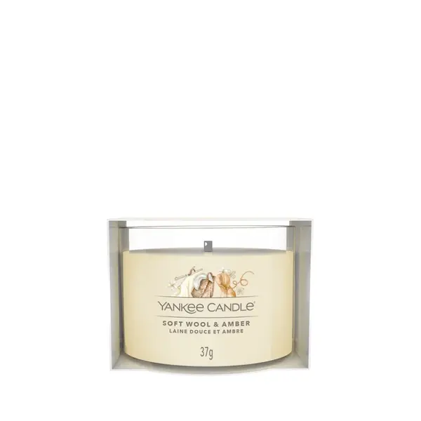 YANKEE CANDLE Soft Wool & Amber votiv ve skle 37 g