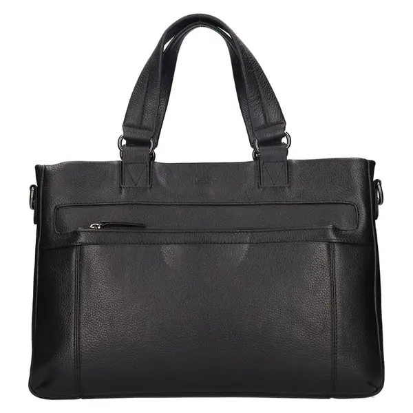 Kožená business taška na notebook Lagen Sacha - černá
