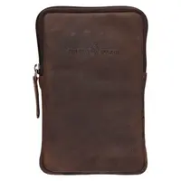 Kožená taška na mobil a doklady Greenwood Ajax - tmavě hnědá