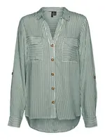 VERO MODA Blúzka 'Bumpy'  tmavozelená / biela