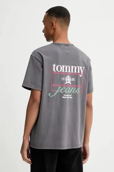 Bavlněné tričko Tommy Jeans pánské, černá barva, DM0DM21986
