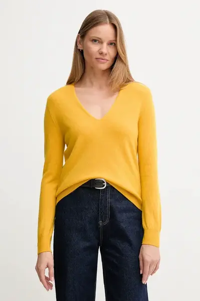 Vlněný svetr United Colors of Benetton dámský, žlutá barva, 1002D401Y