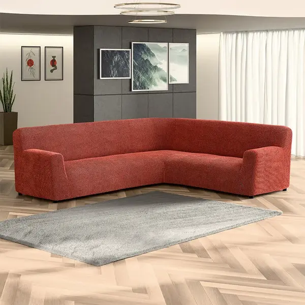 Bielastické potahy COSTINA měděná rohová sedačka (š. 350 - 530 cm)