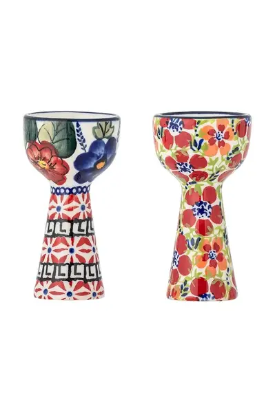 Kalíšek na vajíčko Bloomingville Florist 5 x 10 cm 2-pack červená barva