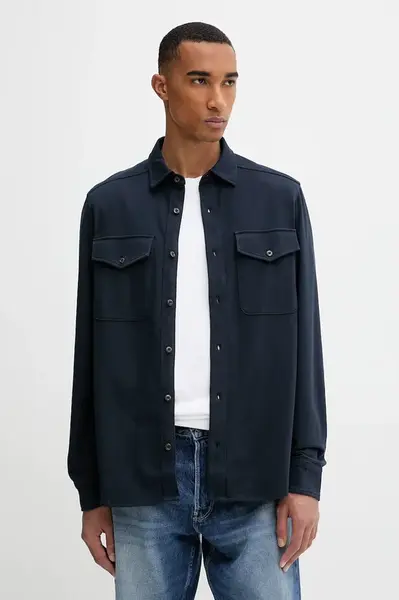 Bavlněná košile G-Star pánská, tmavomodrá barva, regular, s klasickým límcem, D26765.C784