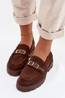 Dámské čokoládové mokasíny s přezkou