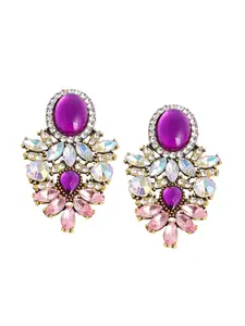 SOHI Náušnice  zlatá / slivková / tmavofialová / priehľadná