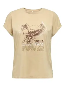 ONLY Tričko  tmavobéžová / tmavohnedá / horčicová