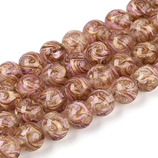 Handmade Gold Sand Lampwork Beads Strands