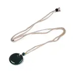 Natural Malachite Donut Pendant Adjustable Nylon Cord Necklaces