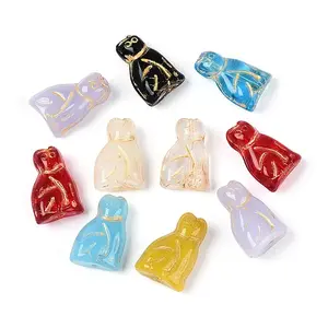 Baking Paint and Golden Metal Enlaced Glass Beads