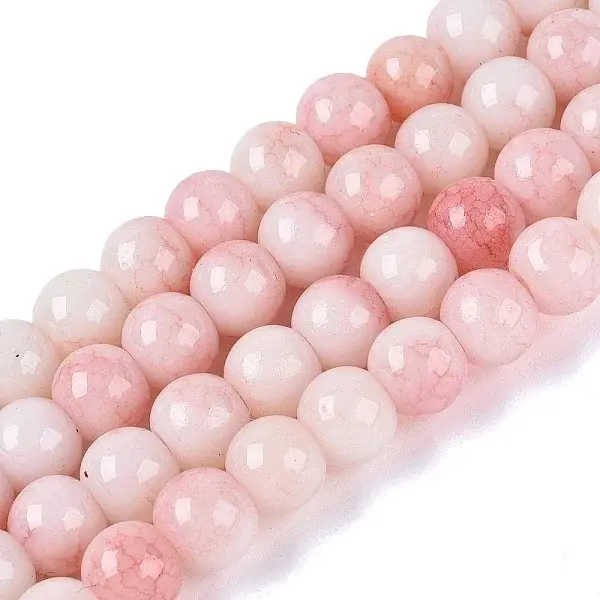 Ombre Effect Opaque Crackle Glass Beads Strands