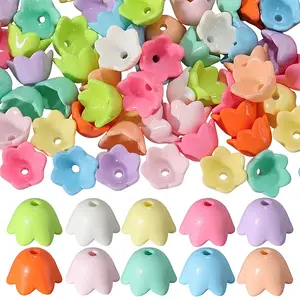 100Pcs 10 Colors Baking Paint Opaque Acrylic Bead Caps