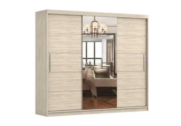 Šatní skříň Alba I - zrcadlo Barva korpusu: Dub - sonoma, Dveře: Dub sonoma