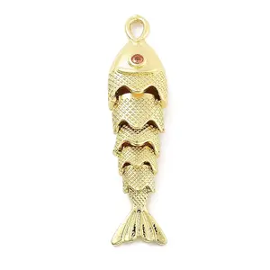 Fish Rack Plating Brass Micro Pave Cubic Zirconia Pendants