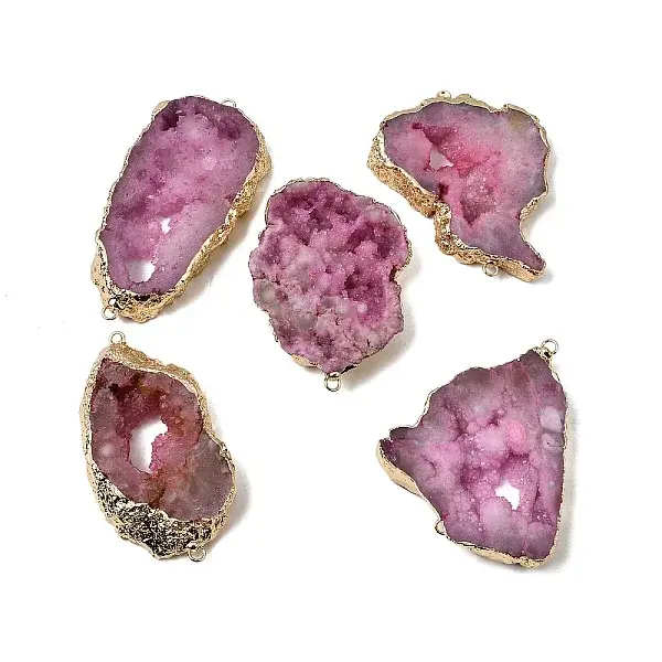 Dyed Natural Druzy Agate Slice Nuggets Links Connector Charms