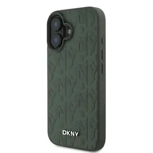 Zadní kryt DKNY PU Leather Grid Pattern Magsafe pro Apple iPhone 16, zelená