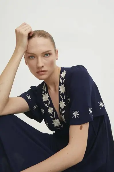 Šaty Answear.LAB tmavomodrá barva, maxi