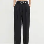 Vlněné kalhoty IRO černá barva, široké, high waist, WP23ALLIRA