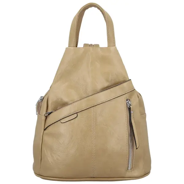 Trendy dámský koženkový batoh Beata, béžový