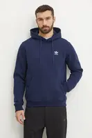 Mikina adidas Originals Essential pánská, tmavomodrá barva, s kapucí, hladká, IY4929