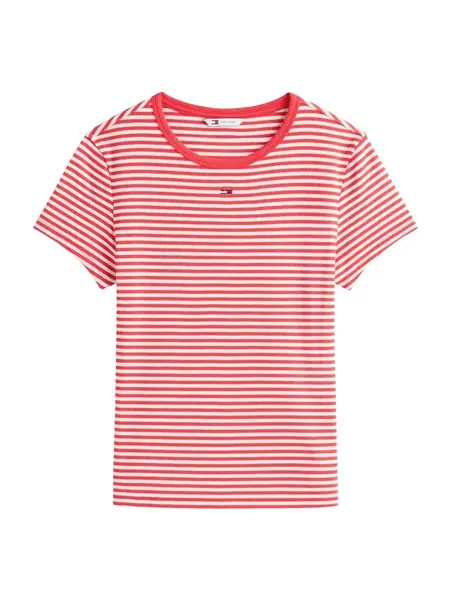 Tommy Jeans Tričko 'ESSENTIAL'  červená / biela
