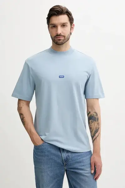 Bavlněné tričko Hugo Blue Nieros pánské, černá barva, 50509991