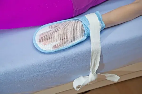 Upínací popruh s rukavicou, fixácia rúk pre pacientov proti poraneniam - M