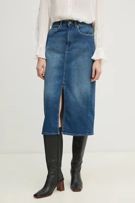Džínová sukně Pepe Jeans MIDI SKIRT HW modrá barva, midi, pouzdrová, PL901186IA0