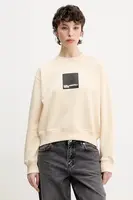 Bavlněná mikina Karl Lagerfeld Jeans dámská, béžová barva, s potiskem, A1W20006