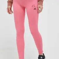 Legíny adidas dámské, růžová barva, s potiskem