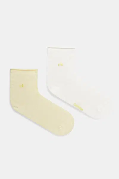 Ponožky Calvin Klein 2-pack dámské, žlutá barva, 701229681