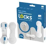 Sipo SAFETY LOCK 10KS Bezpečnostné zámky na skrinky a zásuvky, biela, veľkosť