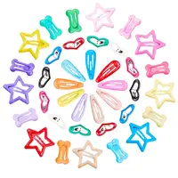 80Pcs 4 Styles Heart & Star & Bone & Teardrop Steel Snap Hair Clips