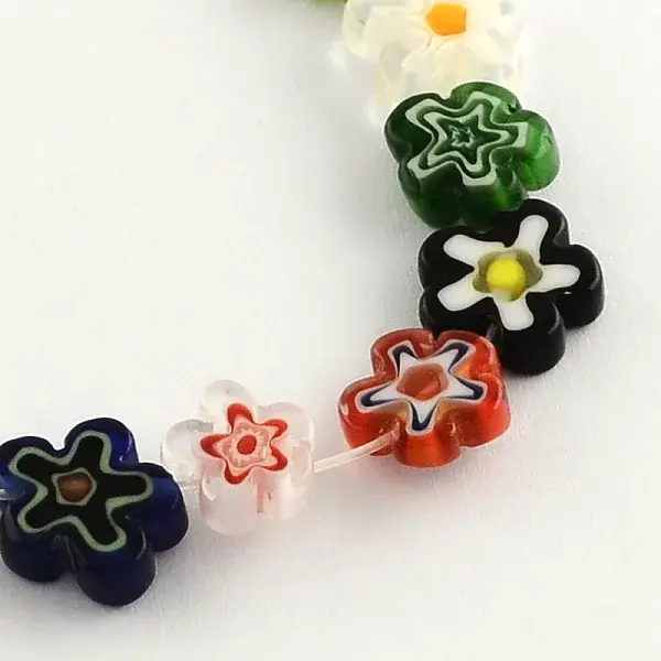 Flower Handmade Millefiori Glass Beads Strands