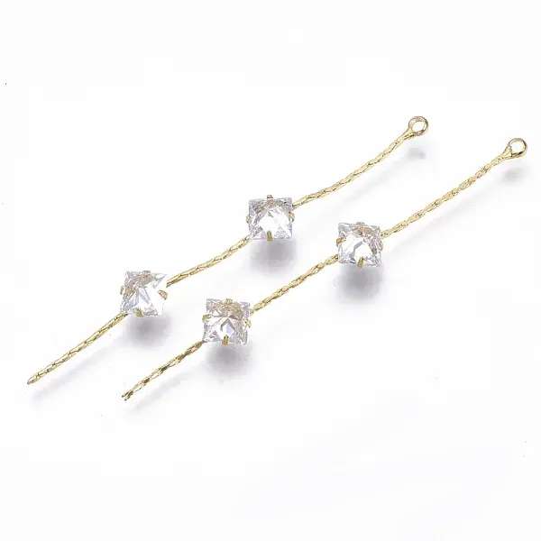 Brass Micro Cubic Zirconia Chain Tassel Big Pendants