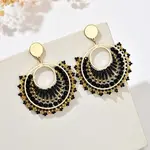 Flat Round 304 Stainless Steel Glass Seed Beads Dangle Stud Earrings