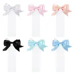 24Pcs 6 Colors Polyester Bowknot & Transparent Acrylic Bookmarks