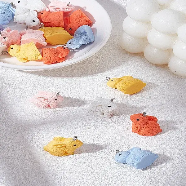 20Pcs 5 Colors Opaque Resin Pendants