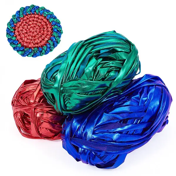 3Pcs 3 Colors Sparkle Polyester Ribbon
