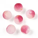 Frosted Baking Painted Crackle Glass Beads with Glitter Powder