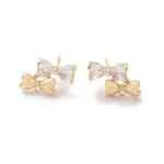 Brass Clear Cubic Zirconia Stud Earrings Finding for Women